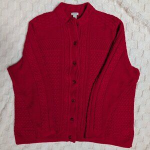 L.L Bean 100% cable knit button down cardigan